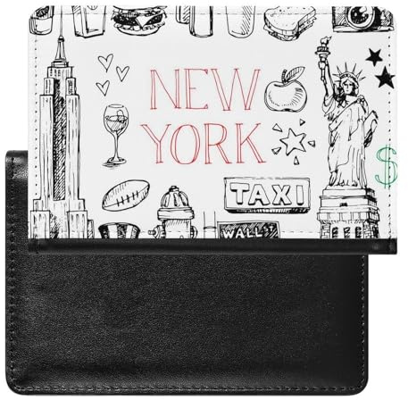 NYKVTG Portefeuille New York Porte Carte Crédit Cuir PU Porte Monnaie Couvertures De Passeport