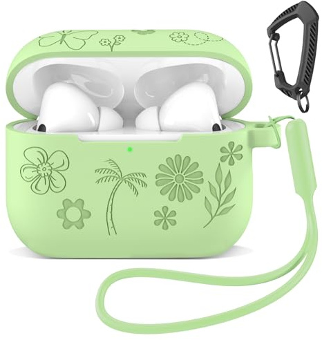 MATEPROX Custodia Silicone Compatibile con AirPods Pro 3 2025, Cover Protettiva Antiurto con Laccio e Portachiavi per AirPods Pro 3a Generazione-Verde menta