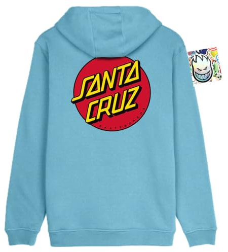 SANTA CRUZ Sweatshirt mit Kapuze Herren DOT Chest Hood Original + 20 Sticker, Norse Blau + 20 Sticker, M