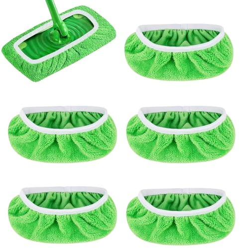 6 Stück Bodenwischer Bezug Feuchte Bodentücher, Wiederverwendbare Mop Pads | Weich Waschbare Flachmopptuch, Tuch Waschbar Wischmopp Bezug für Hartböden Holzböden