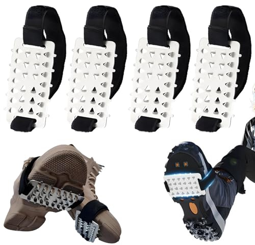 4 Stück Durable Anti-Slip Ice Cleats Set for Shoes, Anti-Rutsch Eiskrallen Set für Schuhe und Stiefel, Edelstahl Steigeisen, Spikes Grödel für Schuhe, Traktionsstollen für Damen Herren Winter