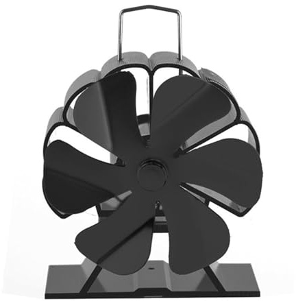 Fockety Kaminofenlüfter, 6 Blatt Kaminventilator mit automatischer Startfunktion, leiser, automatischer Start unter 25 dB, geeignet für Holzöfen und Pelletöfen