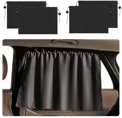 4 Stück Sonnenschutz Auto Seitenscheibe, Auto TrennvorhäNge Vorhang Innen Fenster Sonnenschutz Sichtschutz VorhäNge Auto Sonnenschutz Auto Kinder für Camping Reisen 66.5x47cm
