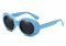 BOZEVON Retro Ovale Sonnenbrille - UV400 Schutzbrillen für Damen & Herren Blau-Schwarz C3