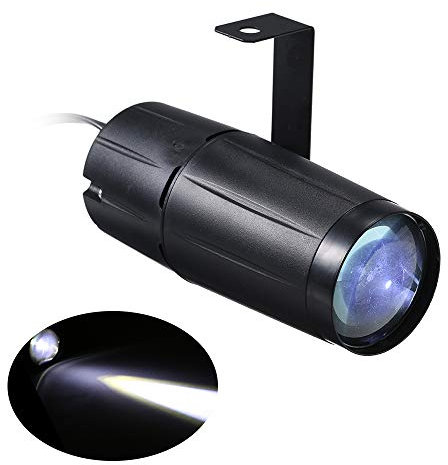 Lixada Pinspot LED DJ Effect Light, Party Club Bar Stage Lamp, AC90-240V 10 Watt LED Mini Beam Spot Stage Light for Disco KTV Bar Club Party Entertainment DJ (White)