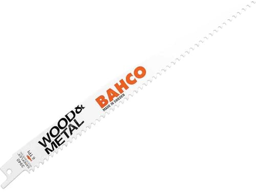 Bahco Wood & Metal Reciprocating Saw Blades 228mm 6TPI Pack 5 | Heavy duty wood and metal blades suitable for timber with embedded nails