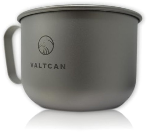 Valtcan Titanium Coffee Mug 16.9 oz 500ml Camping Cup Cookware Heatable on Open Flame Stoves Ovens Electric Warmer Plates