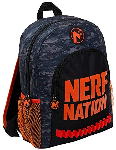 Nerf Nation Backpack Boys Back to School Rucksack Kids Bag for College Large Double Pockets with Nerf Bullets Holder