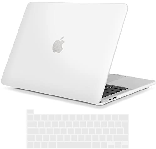 TECOOL Cover Compatibile con MacBook PRO 16 Pollici 2020 2019 (A2141) con Touch Bar, Custodia Rigida Protettiva Sottile in Plastica e Copritastiera UE, Bianco Traslucido