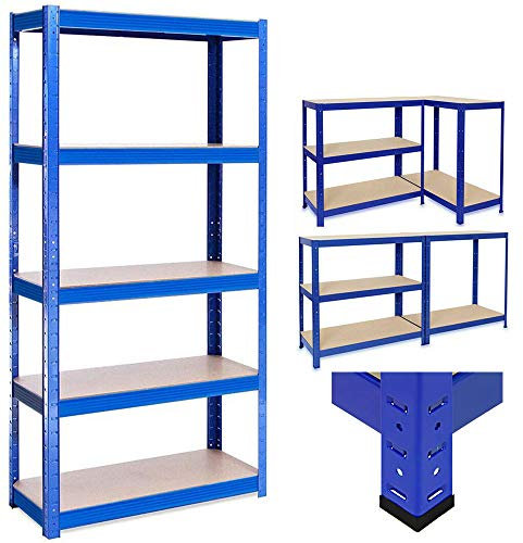 Lagerregal, Schwerlastregal mit 5 Regalböden, Regalsystem mit höhenverstellbaren Ablagen, bis 875 kg Traglast 200x100cmx50cm - Blau