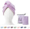 ENETIX 2 Stück Microfaser Handtuch für Damen, Haare Schnelltrocknend 25 × 70 cm Super Absorbierender Anti-Frizz-Haar-Turban, Schnell trocknende Haartücher mit Knopf (Lavendel)