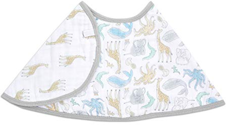aden + anais essentials Baby Burpy Bib, 100% Cotton Muslin, Soft Absorbent 4 Layers, Multi-Use Burp Cloth & Bib for Infant & Toddler, 57cm x 28cm, Single, natural history