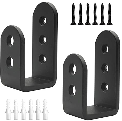 2 Stück 2 x 4 Tür-Barricade-Klammern Stahl U-Halterung Drop Open Bar Sicherheit Halter Türschloss Halterungen für Haus, Scheune, Tor zu Sicherheitstürverstärkung passend für 2 x 4 Bretter, schwarz