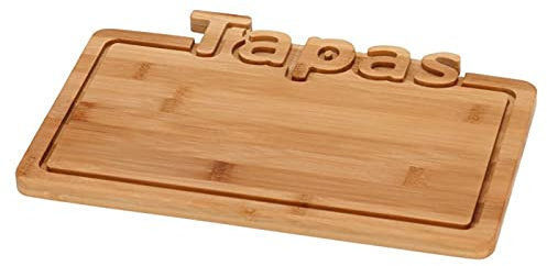 Tabla de bambú para servir, cortar, preparar, trocear, tapas, 25 x 17 x 1.1 cm
