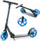 RELAX4LIFE Cityroller höheverstellbar & zusammenklappbar, Scooter mit Bremse & Ständer, LED Wheels & Tragegurt, Tretroller für Kinder ab 10 Jahre, Kickroller Aluminium, belastbar bis 10 kg (Blau)