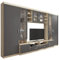 Große Wohnwand Vita, TV-Lowboard, 2 Vitrine, Wandregal, Anbauwand Schrankwand Wohnzimmerschrank (Sonoma Eiche/Graphit, ohne LED Beleuchtung)