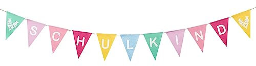 Einschulung Deko Schulkind Girlande Schulanfang Einschulung Schuleinführung Banner Wimpelkette 2025 Bunt Pastell Dekoration für Junge Mädchen Klassenzimmer Party (Dreieck)