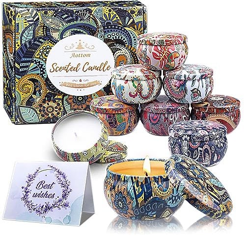 Duftkerzen Geschenke für Frauen 9 St, Duftkerzen Geschenkset Aromatherapie Kerzen Set Natürliches Sojawachs Kerze Gift zum Geburtstag Valentinstag Neujahr Muttertag für Garten Bad Yoga, 2,5 OZ/ST