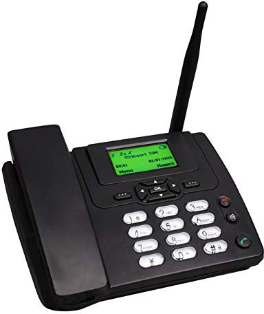 IBOWZ Telefono Fisso Telefono da Tavolo Wireless,Telefono da Tavolo con Slot per Scheda SIM,Telefono di Casa gsm in Nero,ID Chiamante,Ricomposizione,Funzioni Vivavoce,per casa,Ufficio,Hotel,Telefo