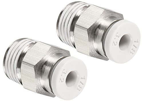 PATIKIL G1/8 Pression 3mm OD Tube Connexion Raccords, 2 Paquet Droit Couplage Adaptateur pour Gaz Pneumatique Air Flux Transition, Blanc & Argenté