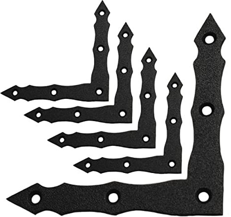 Flat Plate L Shape Black Metal Decorative Brackets Mending Connecting Joining Plate Heavy Duty Powder Coated Ornamental Repair Steel Sheet 4 x 4 x 0.6' x 0.08 (100 x 100 x 15 x 2mm) Pack of 5pcs