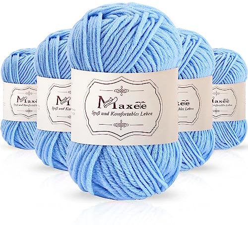 Maxee 250g(50gx5) Handstrickgarn Multicolor, Acryl Garn zum Stricken, Weicher Wolle zum Häkeln und Kunsthandwerk, Hand Knitting Garn zum Häkeln, Schals für Strickanfänger, Erfahrene Stricker