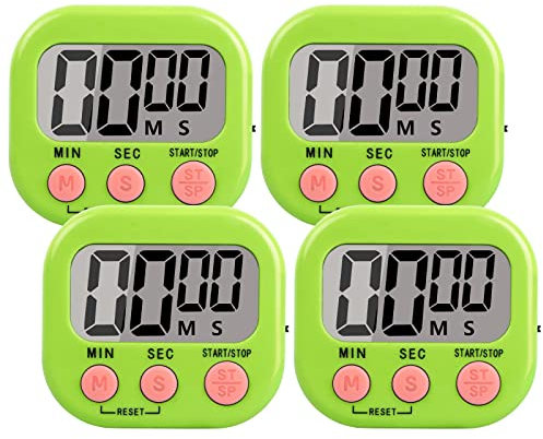 4 Paquets Alarme Forte Minuteur De Cuisine, Magnetique Time Timer avec Grand Écran LCD, Timer Enfant pour Étude, Exercer, Cuisson