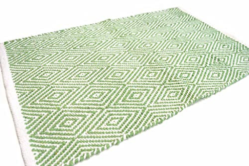 Casa Service DORA Tappeto Cotone Antiscivolo, Jaquard, Lavabile, per Bagno e Cucina (50x80cm, Green)