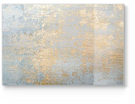 DEQORI Schneidebrett aus Glas | groß 30x20 cm | Motiv Wand mit Gold-Struktur | Design Schneideplatte für Küche | Frühstücksbrett antibakteriell & rutschfest | Glasplatte & Servierplatte