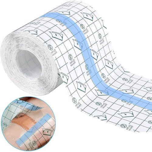 Duschpflaster Wasserdicht Transparent Bandage,10cm x 10m Duschpflaster Wasserfest Groß,Tattoo Folie Verband Duschpflaster Rolle,Wasserdichtes Fixierer Pflaster Stretch,Gelten für Nacken,Schulter,Arme