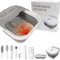UNIFULL Baignoire spa pliable pour les pieds avec rouleaux chauffants et massants, bulles, kit de pédicure pour les pieds, contrôle de la température, lumière rouge, spa pédicure pieds, bain de pieds