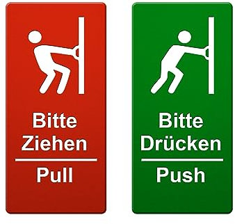 Hochwertiges Hinweisschild Drücken Ziehen/Push Pull - 1 Paar - Schild zum Kleben - Türschild für Innen- und Außenbereich - Glastürschild selbstklebend (Variante 4 ECKIG 120mm x 60mm)