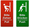 Hochwertiges Hinweisschild  Drücken Ziehen/Push Pull  - 1 Paar - Schild zum Kleben - Türschild für Innen- und Außenbereich - Glastürschild selbstklebend (Variante 4 ECKIG 120mm x 60mm)