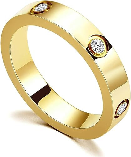 aesdox Liebesring 18K Gold/Silber/Rose Plated Cubic Zirconia Ring, Versprechen Ring Ehering Band Schmuck Geschenke für Frauen Mädchen, Zirkonia Gold, Größe 16.5