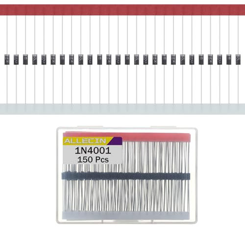 ALLECIN 150 Stück 1N4001 Gleichrichter Diode IN4001 1A 50V 4001 Axial 1Amp 50Volt Gleichrichterdiode Rectifier Dioden DO-41