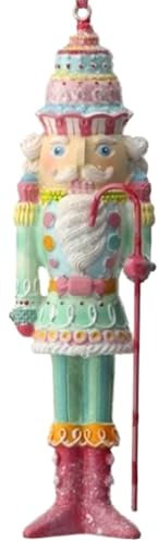 The Bridge Collection 6 Resin Pastel Candy Nutcracker Ornament - Pastel Pink and Mint Green Resin Christmas Ornament with Dessert Theme