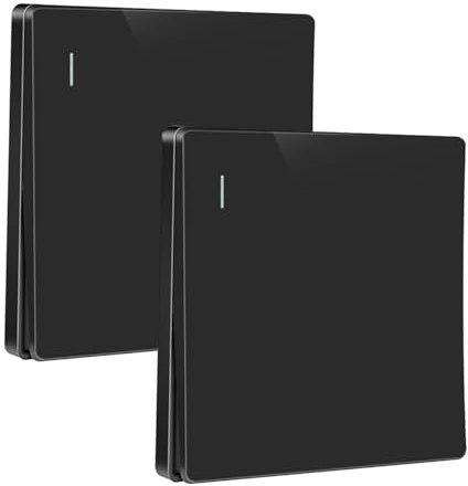 ZFQ Interrupteur Va et Vient 1 Gang 2 Voie, Noir Interrupteur encastrable sans vis à bascule,10A 250V Interrupteur à bascule avec panneau,Interrupteur d'éclairage pour la salle de bains, 2 Pack