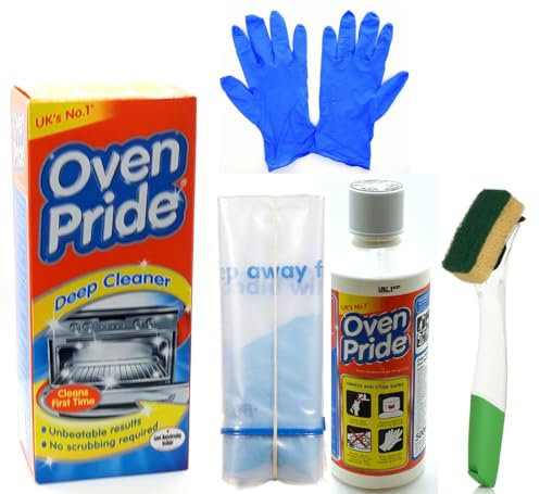 Oven Cleaner (1X 500 ML Bottle) + Degreaser Sponge - Oven Brite Complete Oven Cleaning Kit with Large Strong Bag for Rack, Instructions and Safety Gloves
