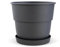 Plastard Blumentopf Milano 24 cm Durchmesser mit passenden Untersetzer Farbe Anthrazit Übertopf Blumenkübel für Garten Balkon Terrasse Pflanztopf