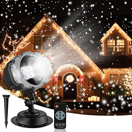 zhonghua Projecteur Noel Exterieur, Lampe de Projection de Noël Rotation LED Flocon de Neige Lampe de Projection à Distance (White)
