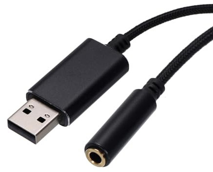 sourcing map 3.5mm Aux Cable USB Male to 3.5mm Audio Female Auxiliary HiFi Headphone Cord for Phone Headphone Speaker Stereo Echo, Black