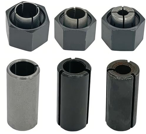 1/2, 1/4, 12mm Collet And Nut Set Replace for Dewalt DW6214 DW618 Router with Reducer Sleeves 1/2-3/8, 12.7mm-8mm, 12.7mm-6mm