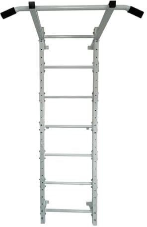 Vago-Tools Sprossenwand Turnwand Kletterwand Turngerät 2 tlg Sportgerät Fitness Klettergerüst Metall, Stahl weiß und silber Wandmontage 228 cm x 71 cm 250 kg max. Belastung
