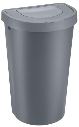 Plast Team Seattle Swing Abfalleimer mit Schwingdeckel, Mülleimer (Grau, 45L)