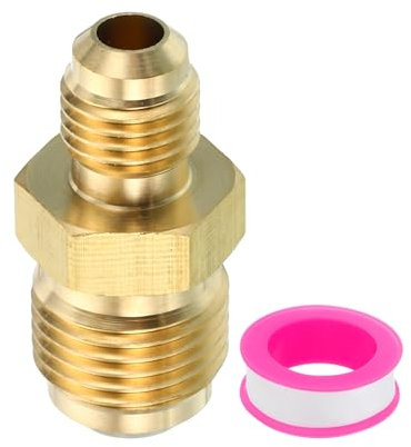 PATIKIL Connecteur Évasé Mâle 1/4 x 3/8 Mâle, 2 Pcs SAE 45 Degrés Adaptateur en Laiton Évasé Réduisant le Coupleur de Tube Union Raccord de Tuyau Évasé pour Conduite de Gaz d'Air CVC
