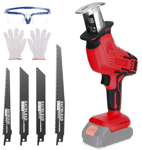 Cordless Reciprocating Saw Tool for Milwaukee M18 18V Battery, ConBlom Brushless Power Recipro Saw 0-3500 RPM, 4 Saw Blades for Metal, Wood, PVC Cutting (No Battery)