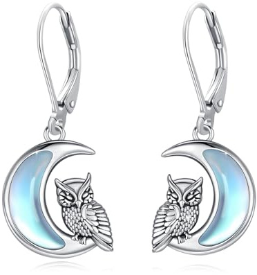 ECHOOY Gänseblümchen Ohrringe für Damen 925 Sterlingsilber Mondstein Blumen Gänseblümchen Ohrhänger hypoallergen eleganter Leverback Schmuck Geschenk für Mädchen Halloween Weihnachten