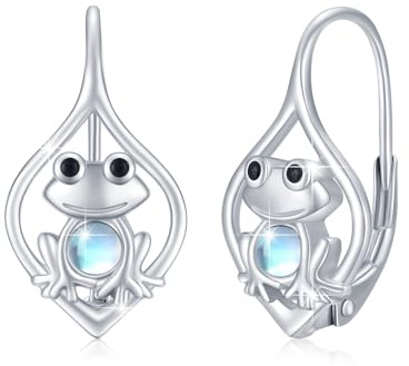 ABIGY Frosch Ohrringe 925 Sterling Silber Damen Frosch Ohrringe Mondstein Tier Schmuck Mondstein Schmuck Geburtstag Geschenk für Mutter Frau Tochter Freundin