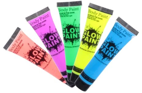 HONMEET 5pièces Peinture Fluorescente Pour Visage Peinture Uv Pour Et Événements Nocturnes