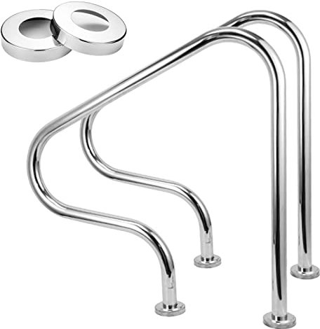 KHLMSRXJ Main Courante de Piscine pour entrées enterrées – Kit Complet, marches de Piscine en Acier Inoxydable, Rampe de 80 cm de Hauteur, rampes pour Parc Aquatique de Spa